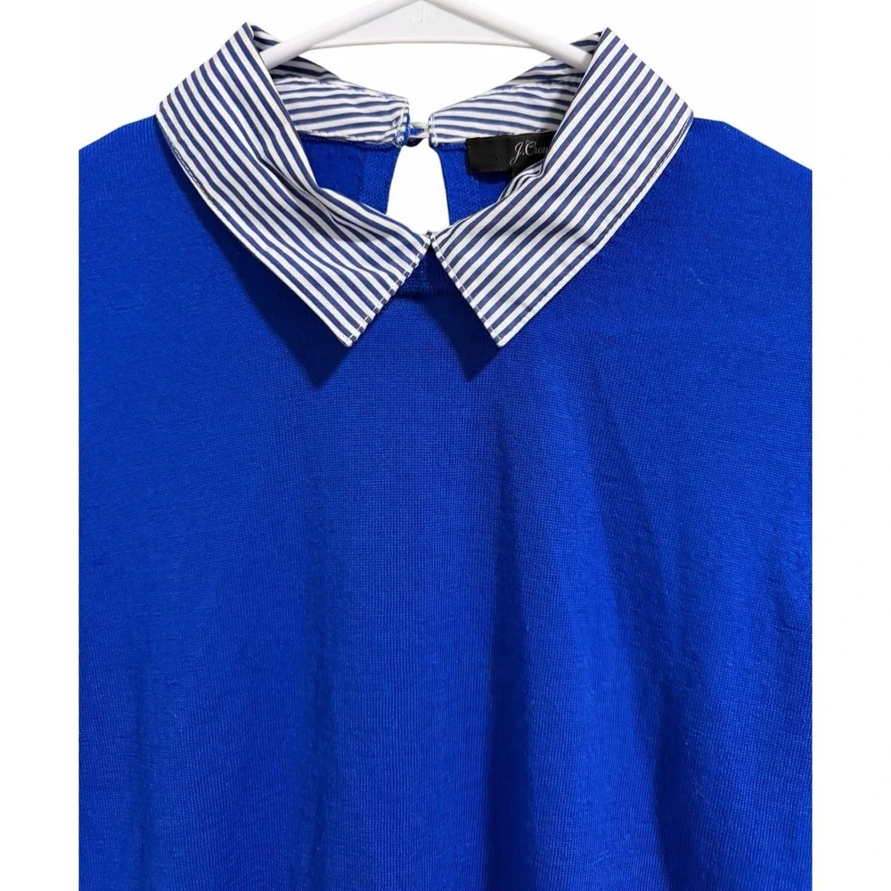J. Crew Carolyn Collared Fitted Merino Wool Sweater Cobalt Blue Women's Size XS